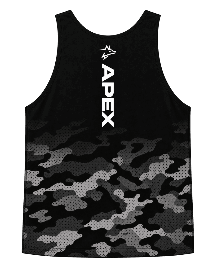 Run Club Singlet, back with vertical APEX